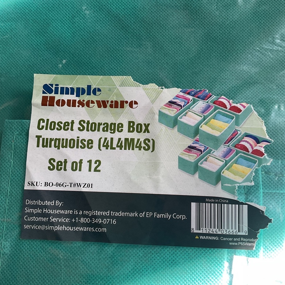 Simple Houseware Closet Storage Box Organizer Turquoise 10-Piece Set 4L 2M 4S
